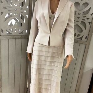 Elegant Cream Women's Dress with Blazer